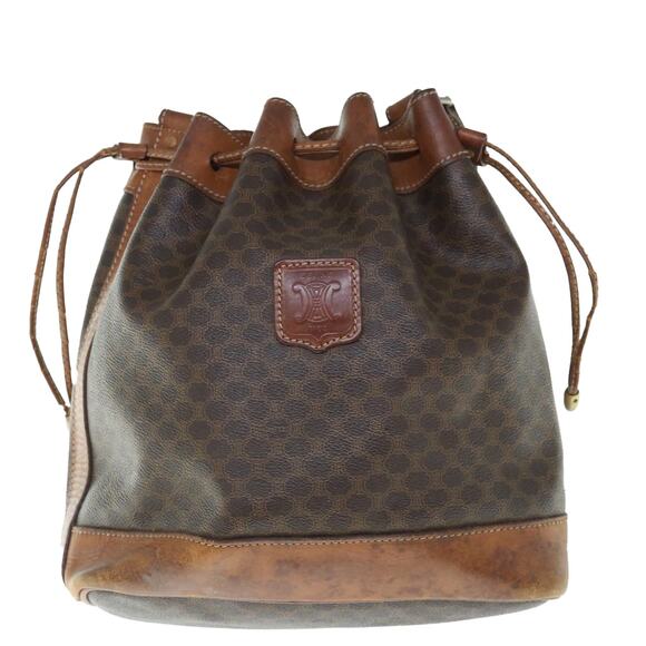 CELINE Macadam Canvas Shoulder Bag Pvc Leather Brown - Picture 2 of 12